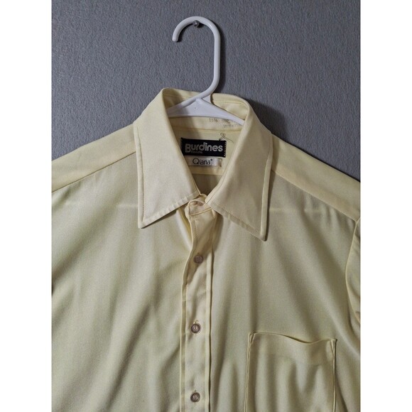 Qiana Vtg 70s Shirt Button Up 100% Nylon Light Yellow Men,s Medium Sheer 15.5 - Picture 2 of 9